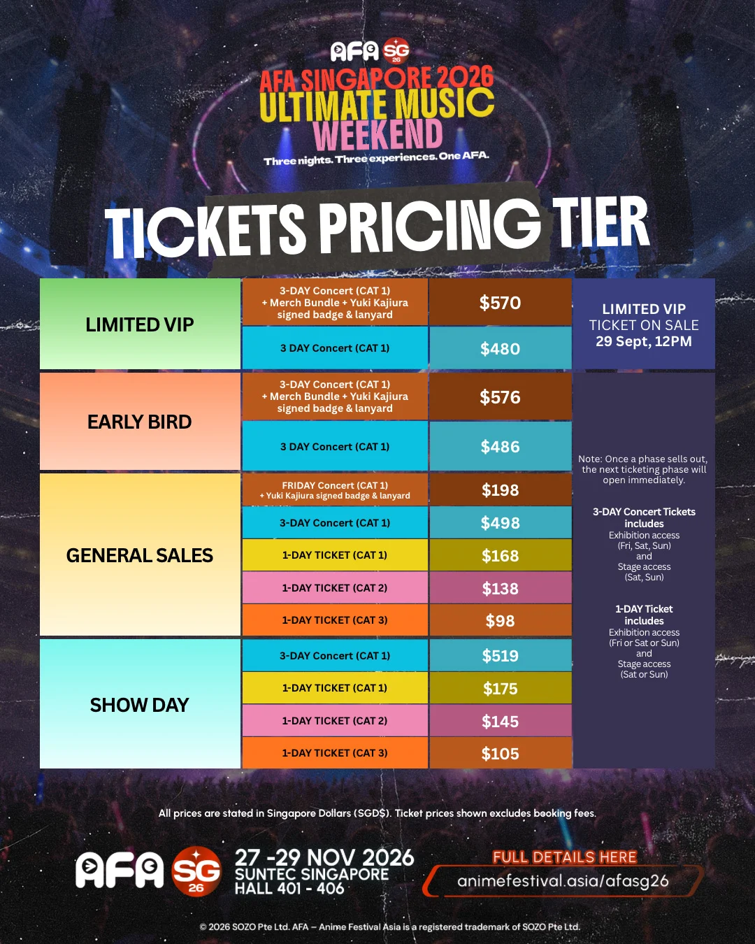 AFASG26 Concert Tickets Pricing Tier AFASG26 Concert Tickets Pricing Tier