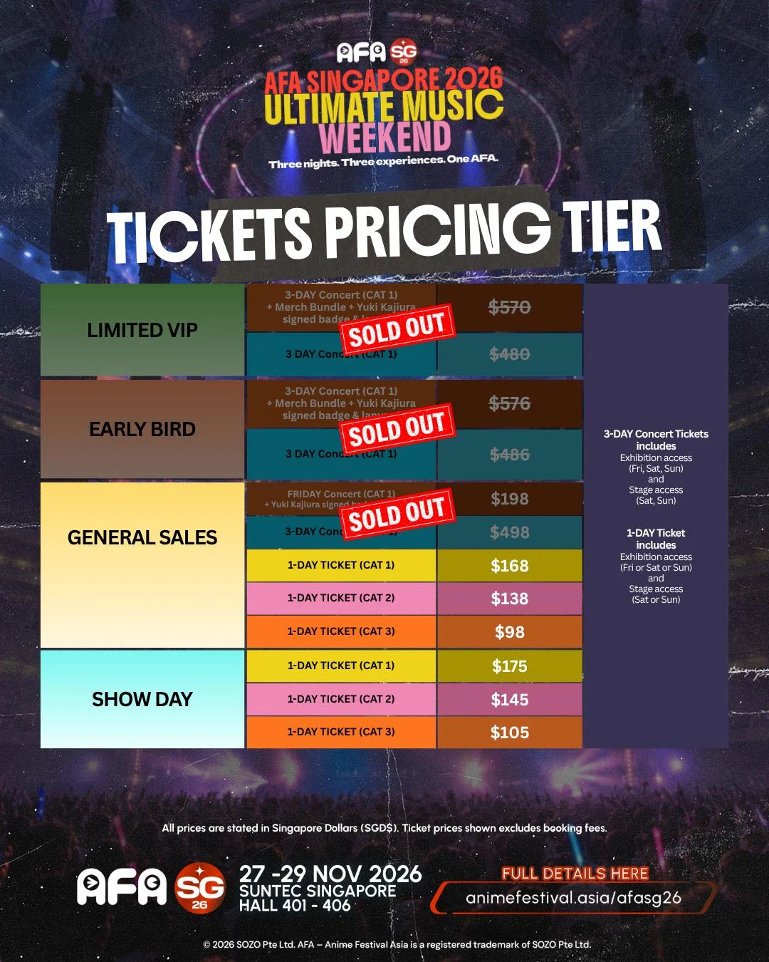 AFASG26_web_ticketsupdate AFASG26 Concert Tickets Pricing Tier